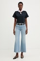 Marella jeansy wide leg damskie WLCROP 2613181094200 niebieski SS26