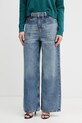 Sisley jeansy wide leg damskie niebieski 44O9LE053