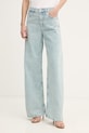 Sisley jeansy wide leg damskie niebieski 4YDRLE04Z