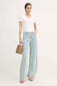 Sisley jeansy wide leg damskie 4YDRLE04Z niebieski SS26