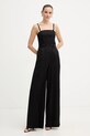 Karl Lagerfeld kombinezon z dodatkiem lnu TAILORED JUMPSUIT casual czarny B1W13010