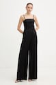 Karl Lagerfeld kombinezon z dodatkiem lnu TAILORED JUMPSUIT casual czarny B1W13010
