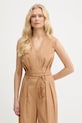 Twinset kombinezon z domieszką lnu brązowy 261LB2QDD