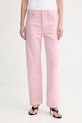 Kenzo jeansy straight damskie różowy FG52DP2396M0