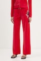 Juicy Couture spodnie dresowe welurowe Wrap You Up dzianina czerwony JCNBJ126452