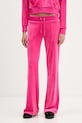 Juicy Couture spodnie dresowe welurowe Layla z elastanem różowy JCSEBJ001.658