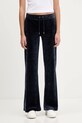 Juicy Couture spodnie dresowe welurowe Monogram Lisa wzorzyste granatowy JCWBJ125303