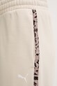 Puma spodnie dresowe damskie z bawełną Essential graphic animal beżowy 692464