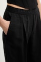 Ermanno Firenze spodnie z dodatkiem lnu czarny D48EP025E32