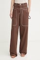 Liu Jo spodnie cargo damskie bawełniane brązowy WA6178.T295A