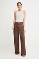 Liu Jo spodnie cargo damskie bawełniane WA6178.T295A brązowy SS26