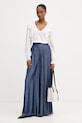 Liu Jo spodnie wide leg damskie z wiskozy UA6273.D4894 granatowy SS26