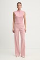 iBlues spodnie straight damskie z dodatkiem lnu CANALE 2617131112200 różowy SS26
