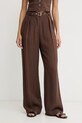Simona Corsellini spodnie wide leg damskie z wiskozy brązowy P26CPPA00601