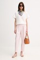 Twinset spodnie damskie z dodatkiem wełny 261TP2181 różowy SS26