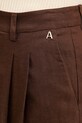 Twinset oblekové nohavice dámske s ľanom hnedá 261AP2324