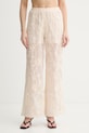 Twinset παντελόνι γυναικείο με lyocell μπεζ 261LB2UCC