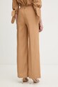 Odzież Twinset spodnie z domieszką lnu 261LB2QFF brązowy