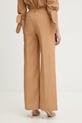 Odzież Twinset spodnie z domieszką lnu 261LB2QFF brązowy