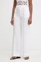 Twinset παντελόνι γυναικείο λινό λευκό 261TT2302