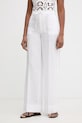 Twinset παντελόνι γυναικείο λινό λευκό 261TT2302