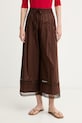Twinset hlače ženske z bombažem rjava 261TT2252