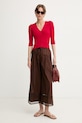 Twinset hlače ženske z bombažem 261TT2252 rjava SS26