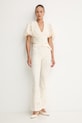 Twinset zvonaste hlače za žene s čipkom 261TT2314 bež SS26