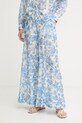 Twinset nohavice palazzo dámske s ľanom modrá 261LM2SBB