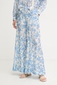 Twinset nohavice palazzo dámske s ľanom modrá 261LM2SBB