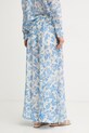 Oblečenie Twinset nohavice palazzo dámske s ľanom 261LM2SBB modrá