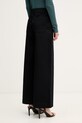 Oblačila Sisley hlače s širokimi hlačnicami ženske iz bombaža z elastanom 4LRBLE057 črna