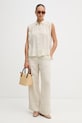 United Colors of Benetton pantaloni da donna in lino 4AGHDF0BF beige SS26