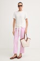 Tommy Hilfiger pantaloni pentru femei, cu bumbac WW0WW49647 roz SS26
