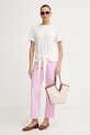 Tommy Hilfiger pantaloni pentru femei, cu bumbac WW0WW49647 roz SS26