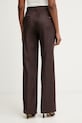 Ρούχα Guess παντελόνι ίσιο γυναικείο με λινό CARLA W6GB43.W2840 καφέ