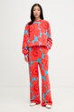 Marimekko παντελόνι επίσημο γυναικεία βαμβακερά 095071 κόκκινο SS26