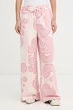 Marimekko παντελόνι επίσημο γυναικείο βαμβακερό ροζ 095066
