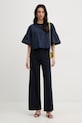 Max&Co. spodnie garniturowe damskie z lnem MCOBALENIO 2616131083200 granatowy SS26