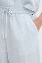 Tommy Jeans spodnie damskie z lnem niebieski DW0DW22285