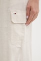 Tommy Jeans spodnie damskie z lnem beżowy DW0DW22290