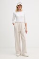 Tommy Hilfiger dámske bavlnené teplákové nohavice WW0WW50783 béžová SS26
