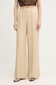 Gaudi spodnie straight damskie z wiskozą beżowy 611FD25025