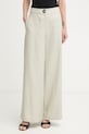 Armani Exchange spodnie damskie lniane beżowy XW001982.AF21530