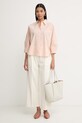 BOSS spodnie damskie z wiskozą Tulotta 50562199 beżowy SS26