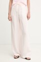 BOSS hlače za žene s dodatkom lana Tavati2_TI roza 50562213