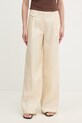Bardot spodnie lniane tkanina beżowy 60311PB