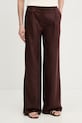 Bardot spodnie lniane tkanina brązowy 60311PB