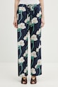 Kenzo Pants spodnie bawełniane damskie granatowy FG52PA1239O2