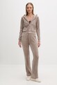 Juicy Couture spodnie dresowe damskie welurowe TINA COL OUT TR JCWBJ126327 brązowy SS26